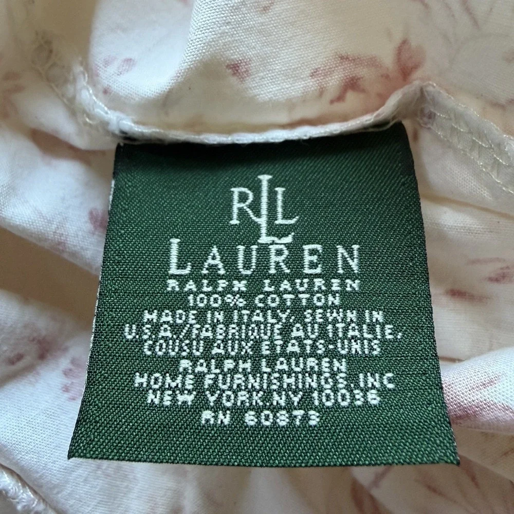 2 Ralph Lauren Floral Heartland Stripe Pink Standard Pillowcases Ruffle Country